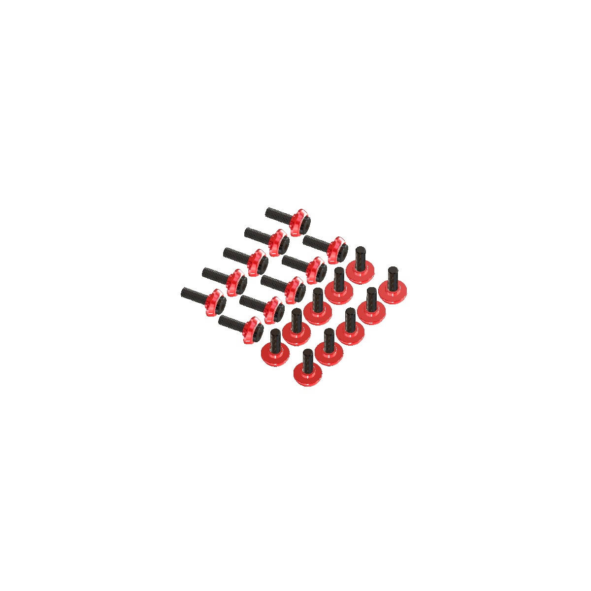 T-REX 600-700-800 - Stepped Frame Screw Set - Red - 20 pc