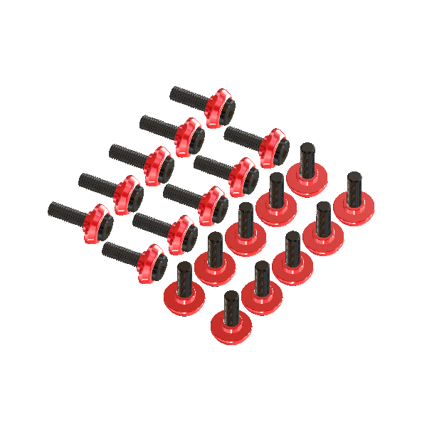 T-REX 600-700-800 - Stepped Frame Screw Set - Red - 20 pc