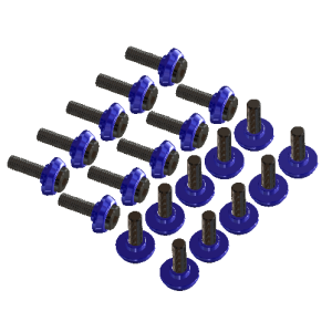 T-REX 600-700-800 - Stepped Frame Screw Set - Blue - 20 pc