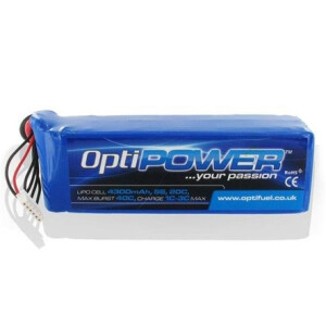 Opti Power Ultra 50C Lipo Cell Battery 4300mAh 5S 50C